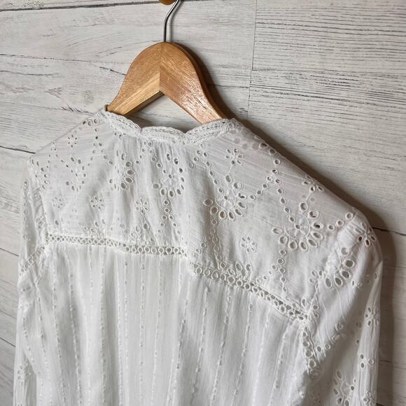 Sundance Top Womens Size Large White Marion Eyelet Button Down 100% Cotton - Picture 15 of 16